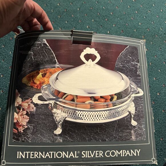 International silver company serving bowl with‎ glass and lid - Picture 1 of 4